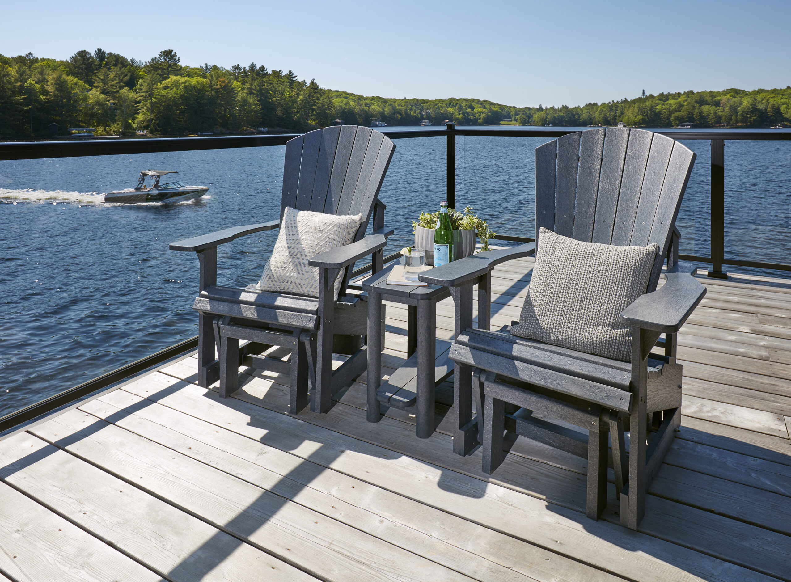 Adirondack Single Glider G01 - navy 20 aus hochwertigem Kunststoff Designer Schaukelstuhl Original aus Kanada