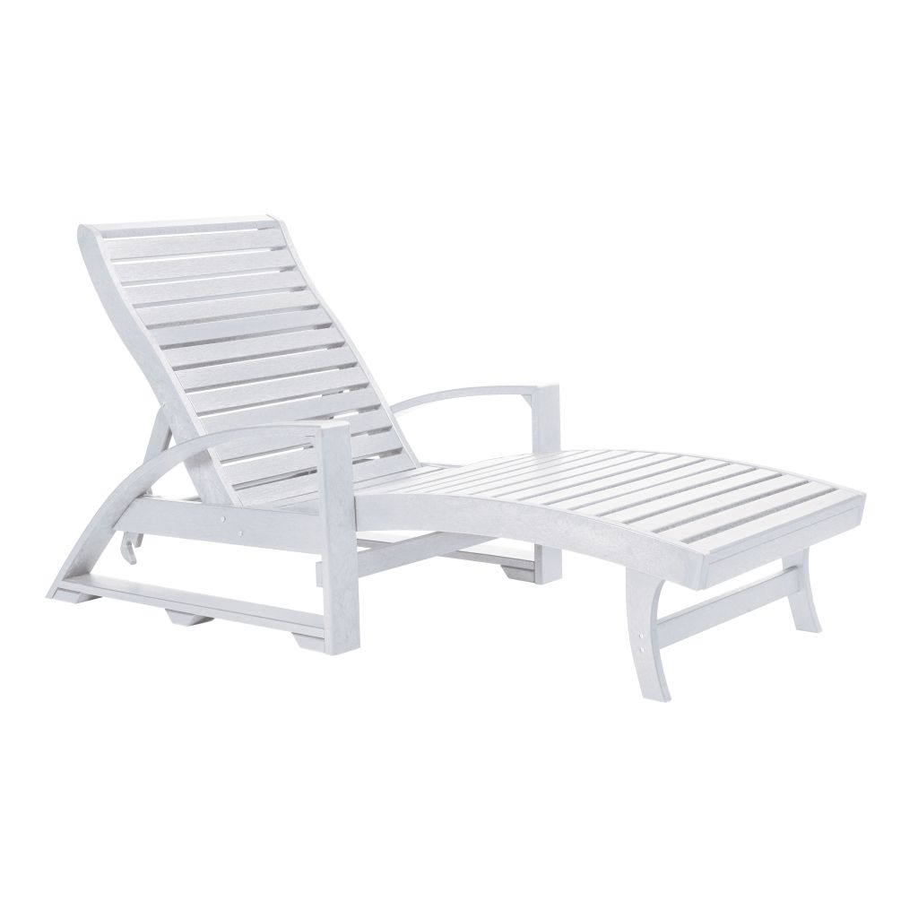Chaise Lounge L38 mit verdeckten Rollen – Sonnenliege aus Recyclingkunststoff white